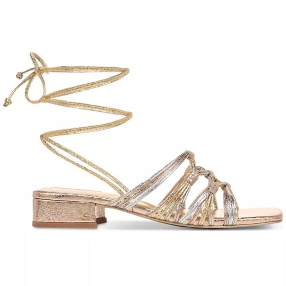 Sam Edelman Circus NY Jocelyn Metallic Strappy Sandal with Ankle Ties - Picture 2 of 10